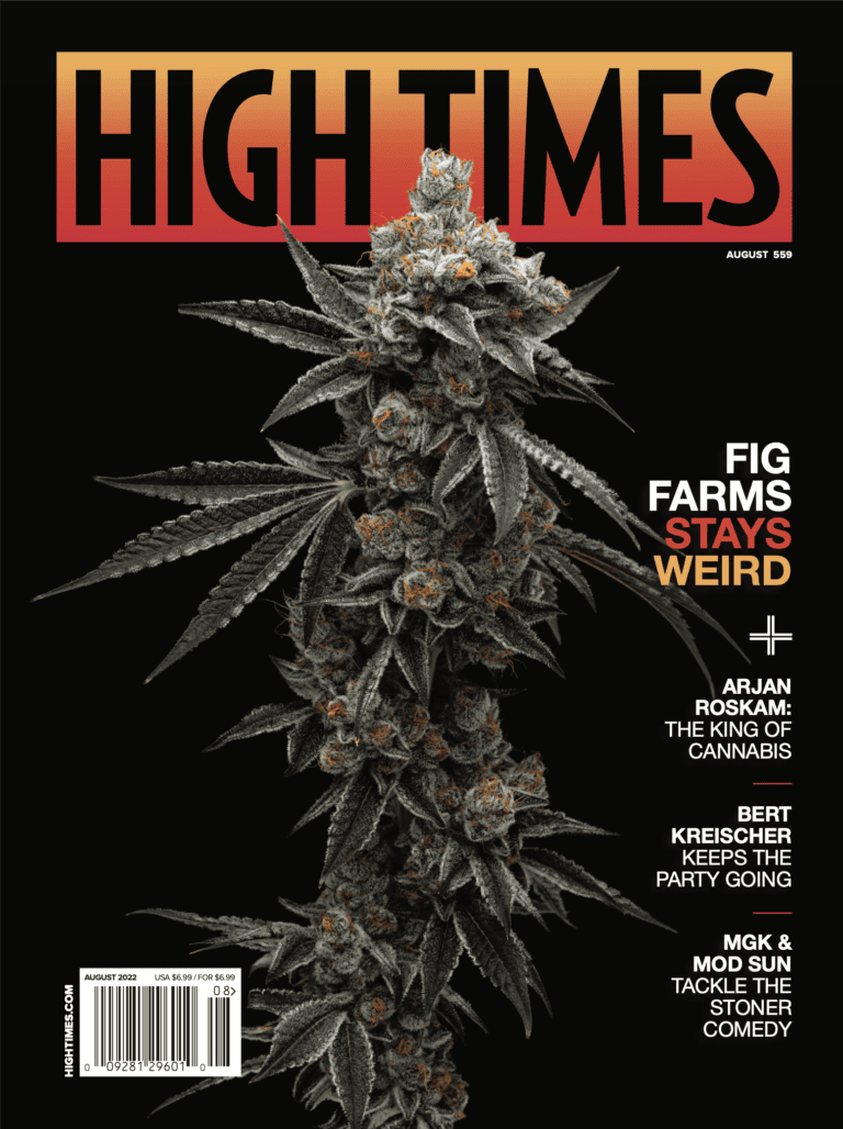 High Times Magazine Cover Image of Fig Farms Cannabis Flower elegantly photographed by photographer Chris Romaine Kandid Kush
